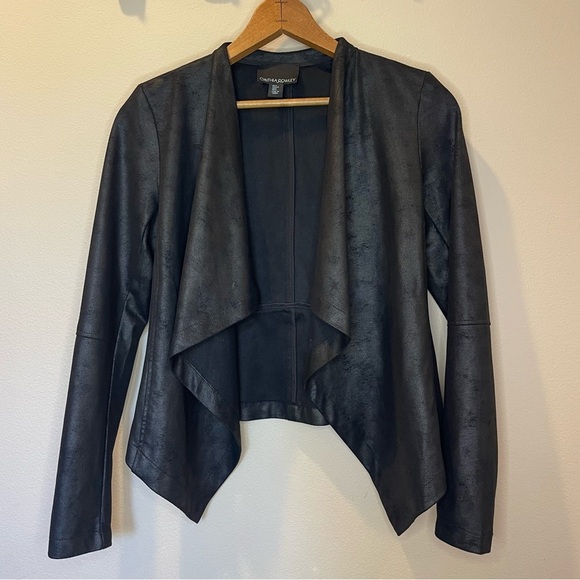 Cynthia Rowley Jackets & Blazers - Cynthia Rowley Black Faux Leather Waterfall Jacket Size S